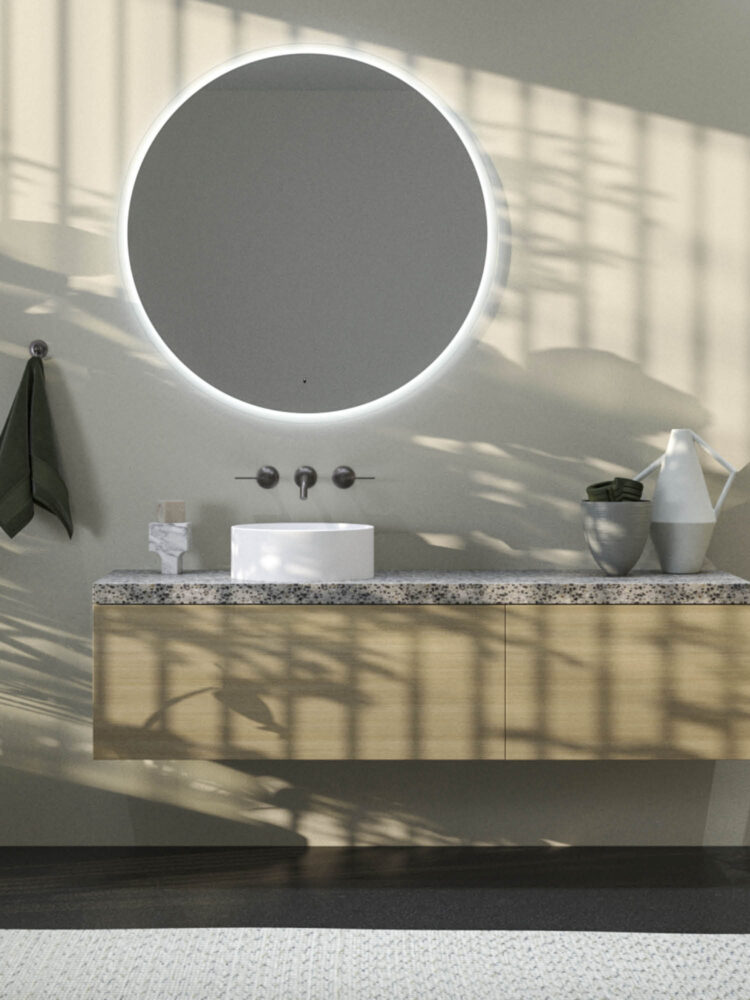 special edition terrazzo mit aufsatzwaschtisch sleek und spiegel around